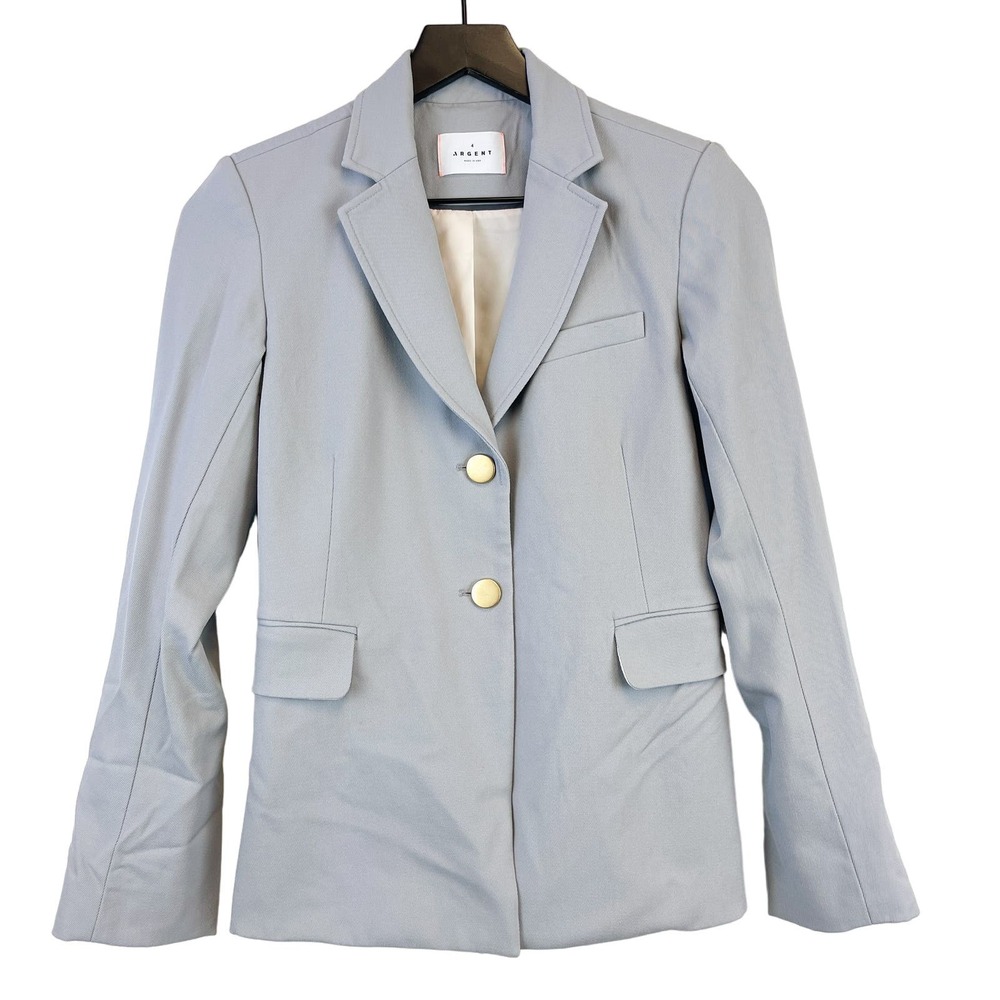 Argent Womens Size 4 Blazer Jacket Virgin Fleece Wool Stretch Gray